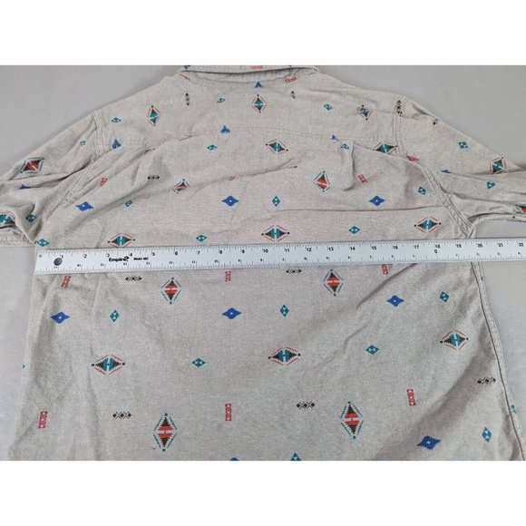 Modern Amusement Shirt Men's Medium Grey Aztec Long Slv Button Down Casual Artsy - Picture 5 of 8